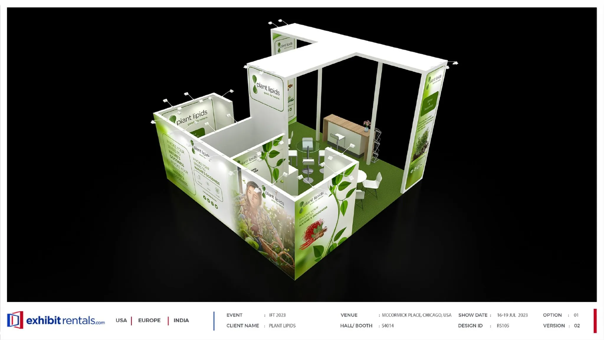20x20 Isla booth design by Exhibit-Rentals